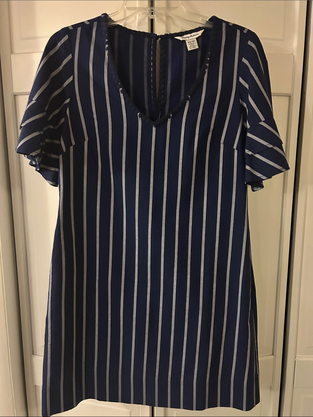Tommy Bahama Striped Navy V-Neck Shift Dress